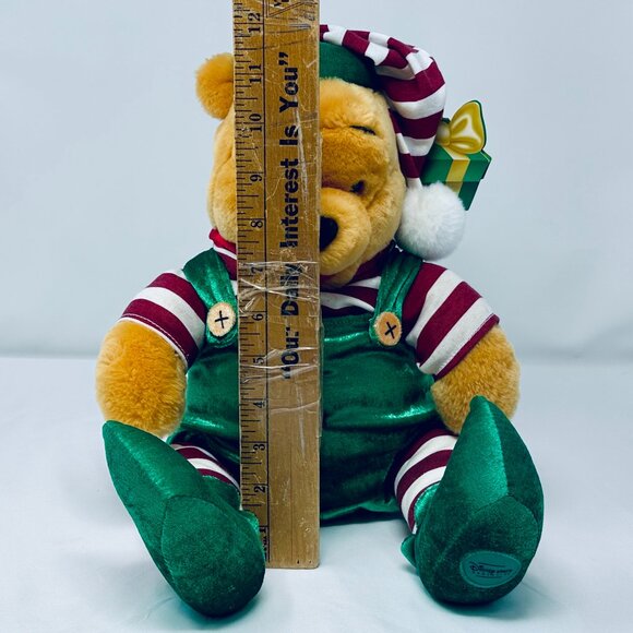Disney Store Christmas Pooh Bear Dressed as Elf Plush Vintage Disney - Picture 10 of 13